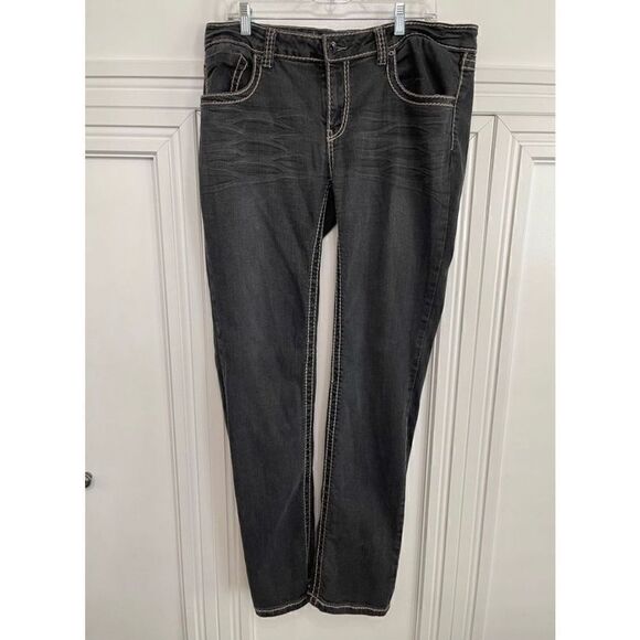 Iris Premium Dark Gray Low-Rise Straight-Leg Jeans Size 2XL - Picture 1 of 6